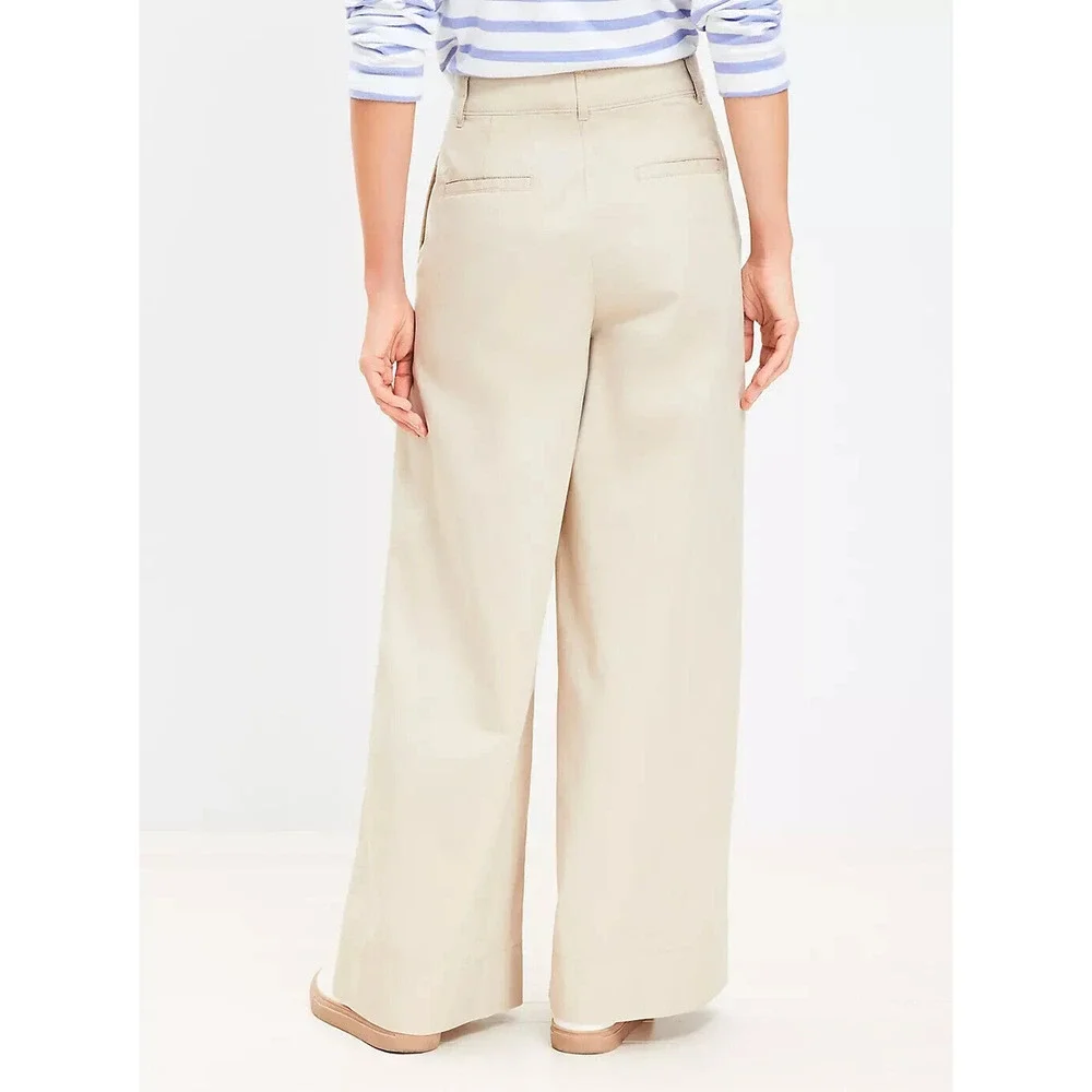 NWT LOFT 2024 Poplin Super Wide Leg Pants Toasted Beige Tan Khaki Womens Size 14 - Picture 6 of 11